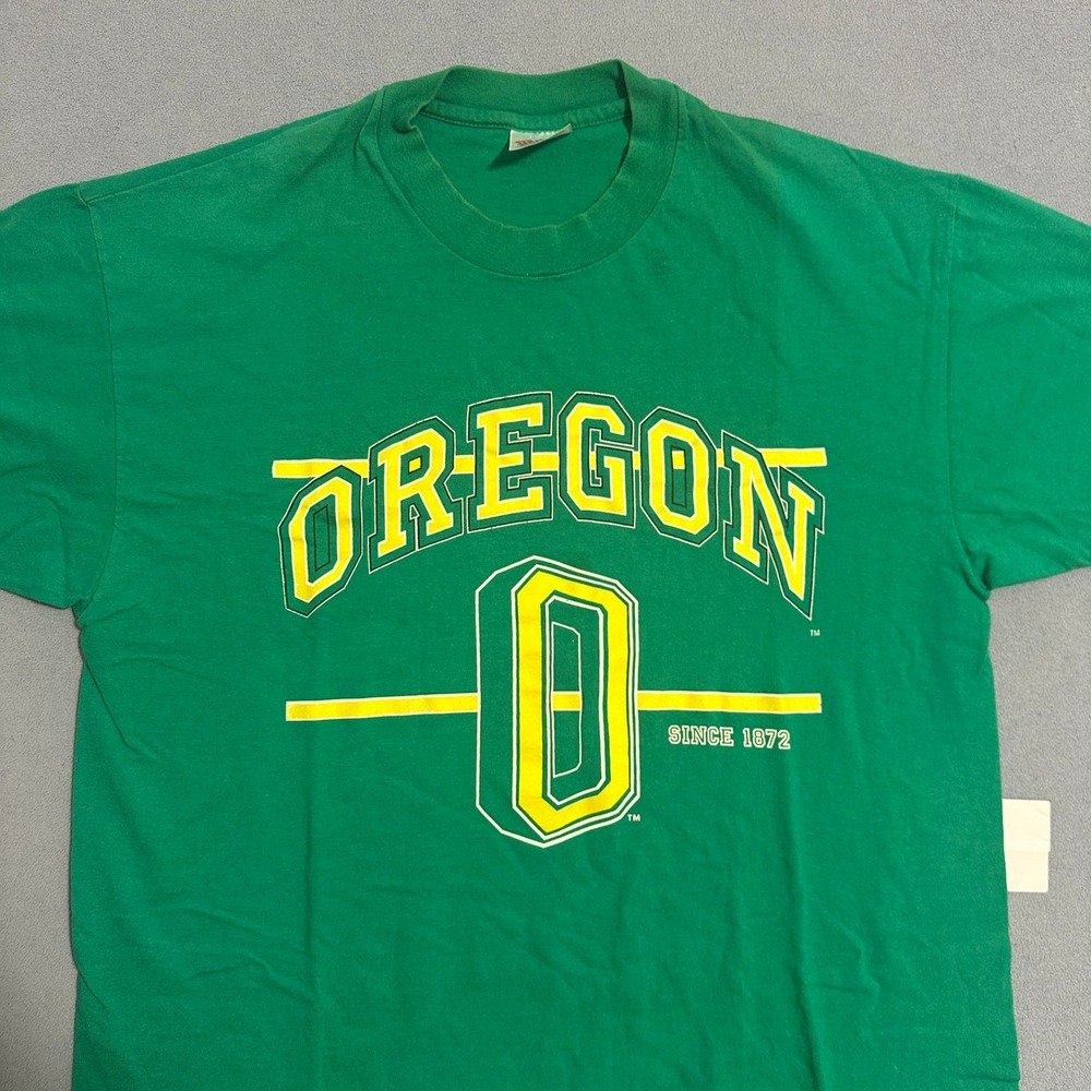 Vintage Oregon Ducks Green T Shirt Mens XLarge Hanes Heavyweight Football - Picture 2 of 9